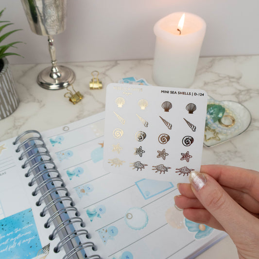 MINI SEA SHELLS - FOILED STICKER SHEET