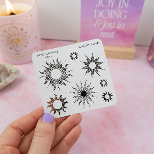 SUNSHINE - FOILED STICKER SHEET - Rebecca Yates