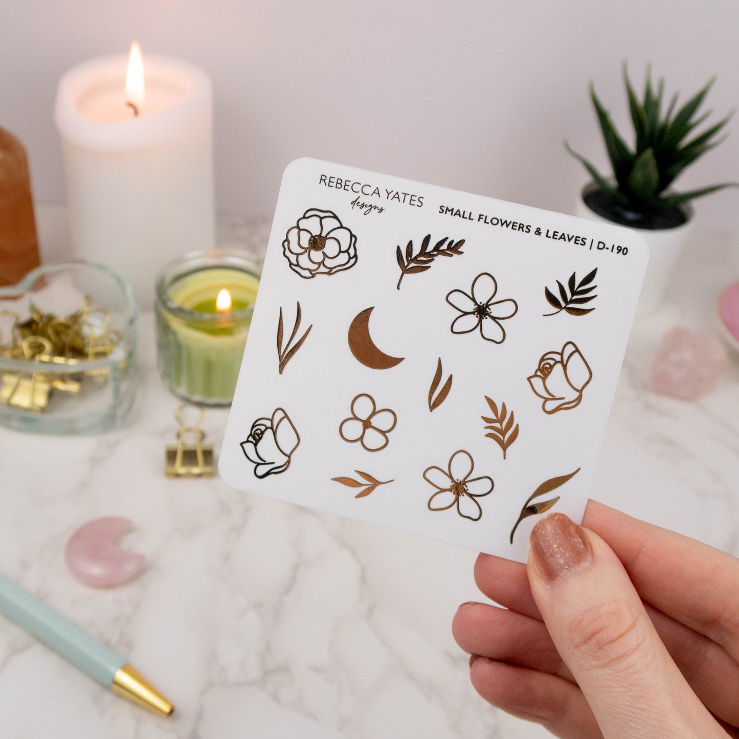 FLOWERS AND LEAVES - FOILED STICKER SHEET