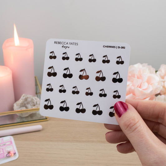 CHERRIES - FOILED STICKER SHEET - Rebecca Yates