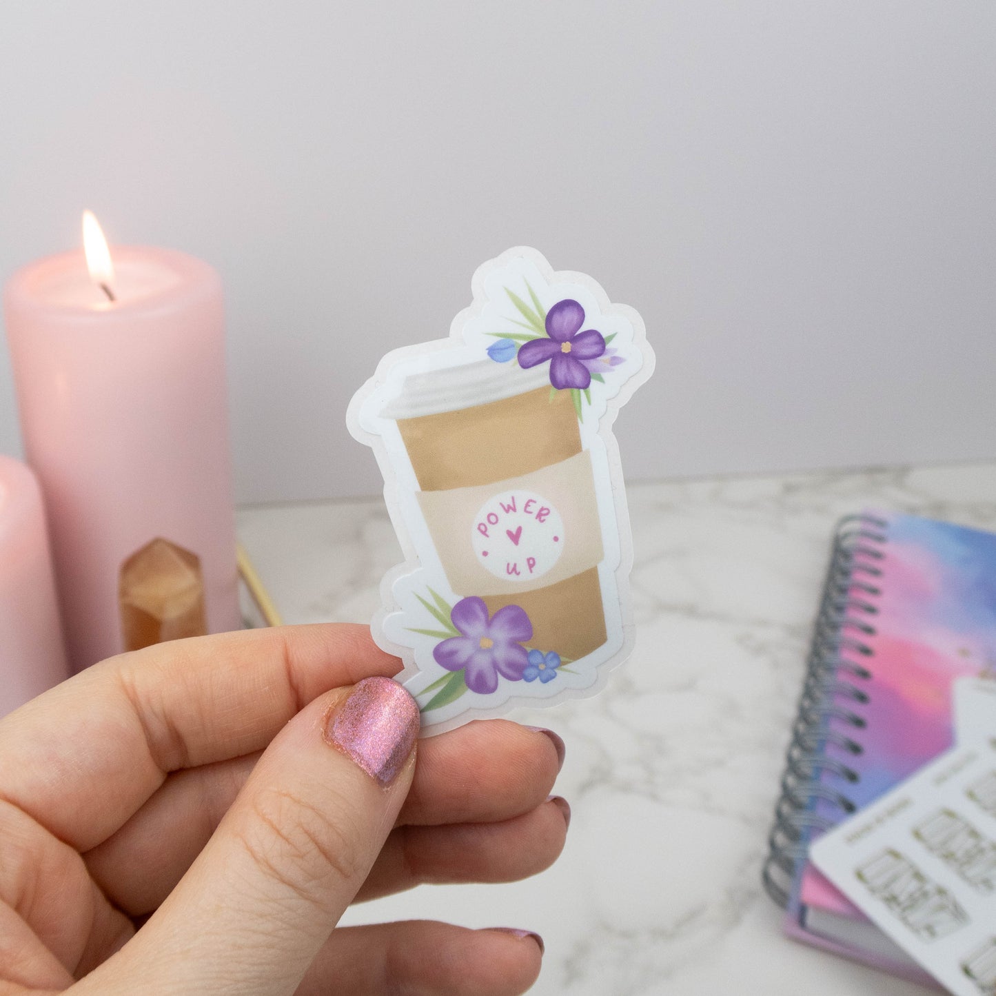POWER UP COFFEE CUP - SINGLE STICKER
