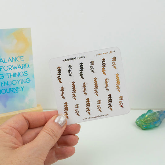 MINI HANGING VINES - FOILED PLANNER STICKERS - Rebecca Yates