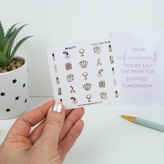 BEAUTY - MIXED FOILED ICON PLANNER STICKERS - Rebecca Yates