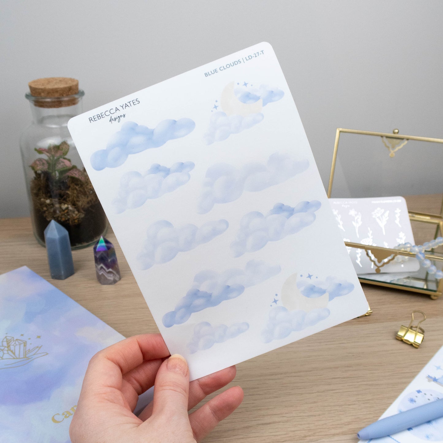 BLUE CLOUDS - PLANNER STICKER SHEET - TRANSPARENT STICKER PAPER