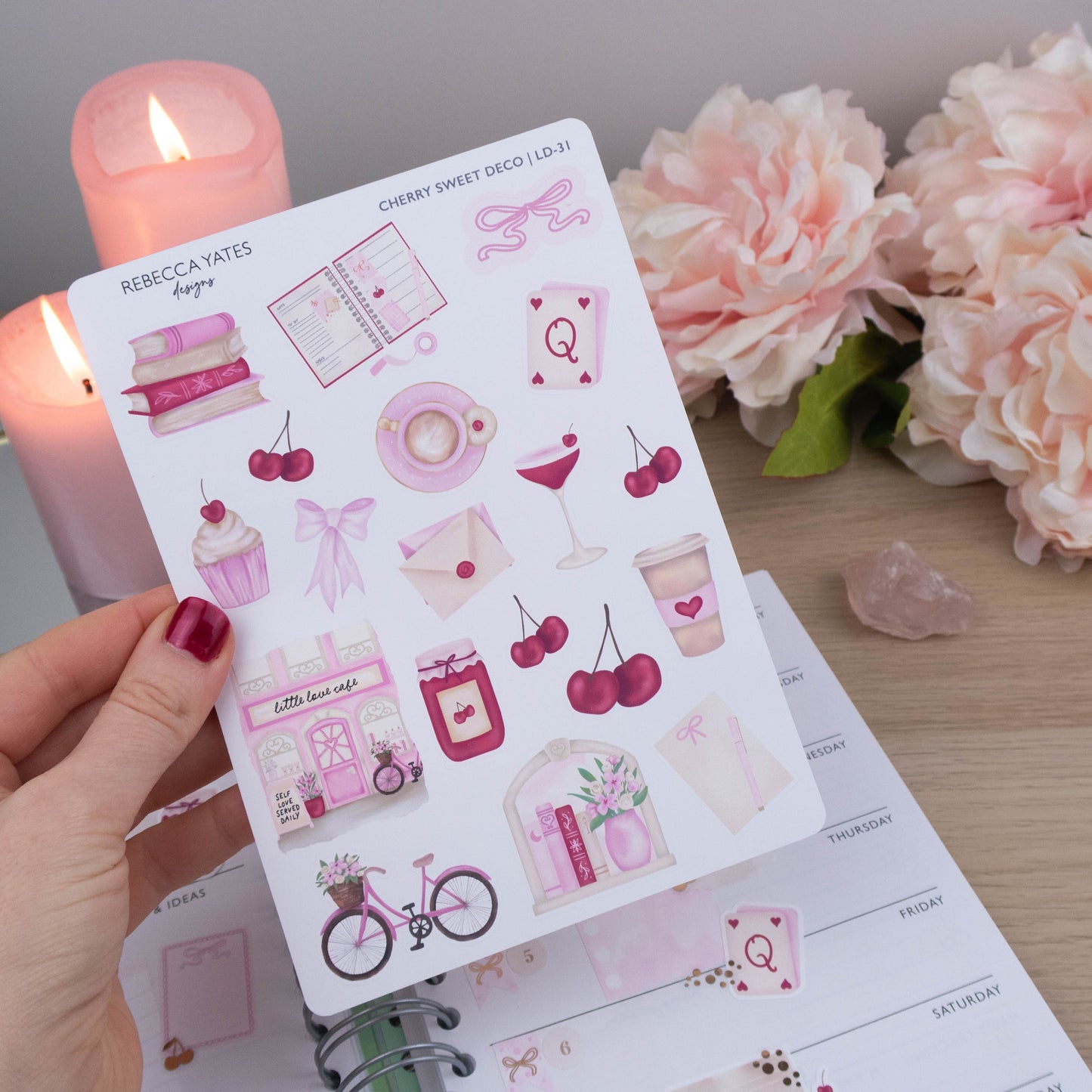 CHERRY SWEET DECO - PLANNER STICKER SHEET - Rebecca Yates