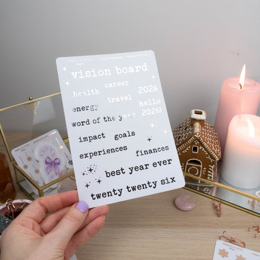 2026 VISION BOARD STICKER SHEET (TYPEWRITER)