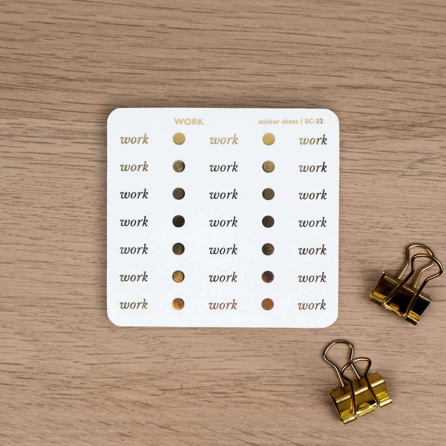 WORK - FOILED SCRIPT STICKERS - Rebecca Yates
