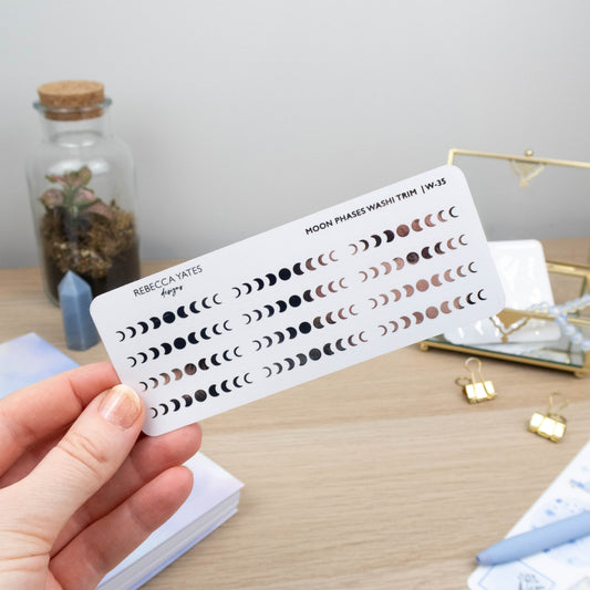 LUNAR PHASES WASHI TRIM - FOILED PLANNER STICKERS - Rebecca Yates