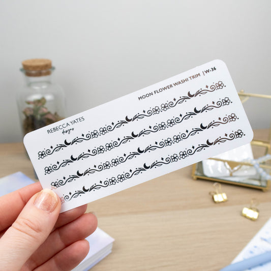 MOON FLOWER WASHI TRIM - FOILED PLANNER STICKERS - Rebecca Yates