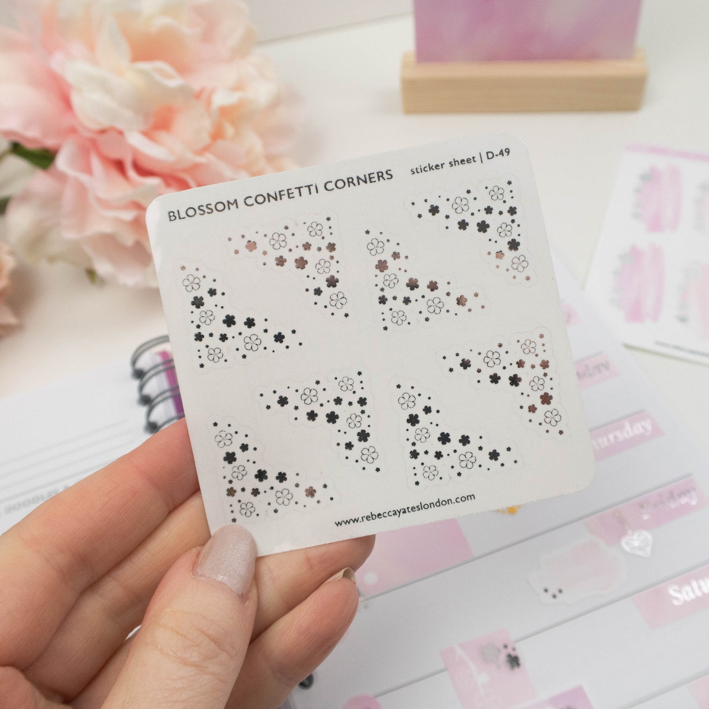 BLOSSOM CONFETTI CORNERS- FOILED PLANNER STICKERS