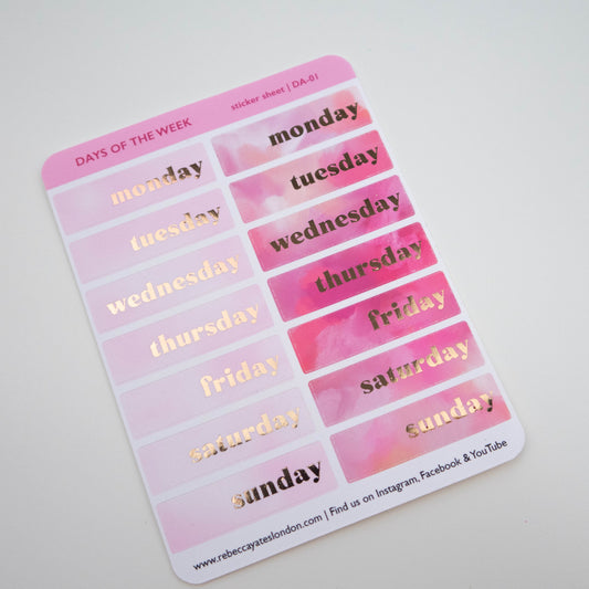 DAYS OF THE WEEK - TAKING MY TIME COLOUR SCHEME - Rebecca Yates