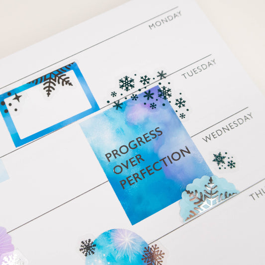 SNOWFLAKE HALVES 1 - FOILED PLANNER STICKERS - Rebecca Yates