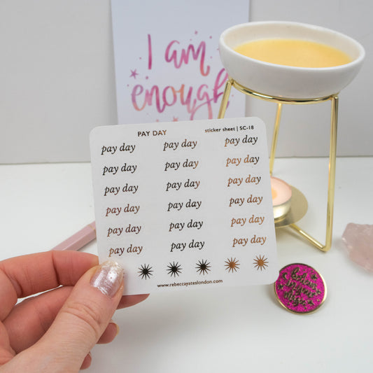 PAY DAY - FOILED SCRIPT STICKERS