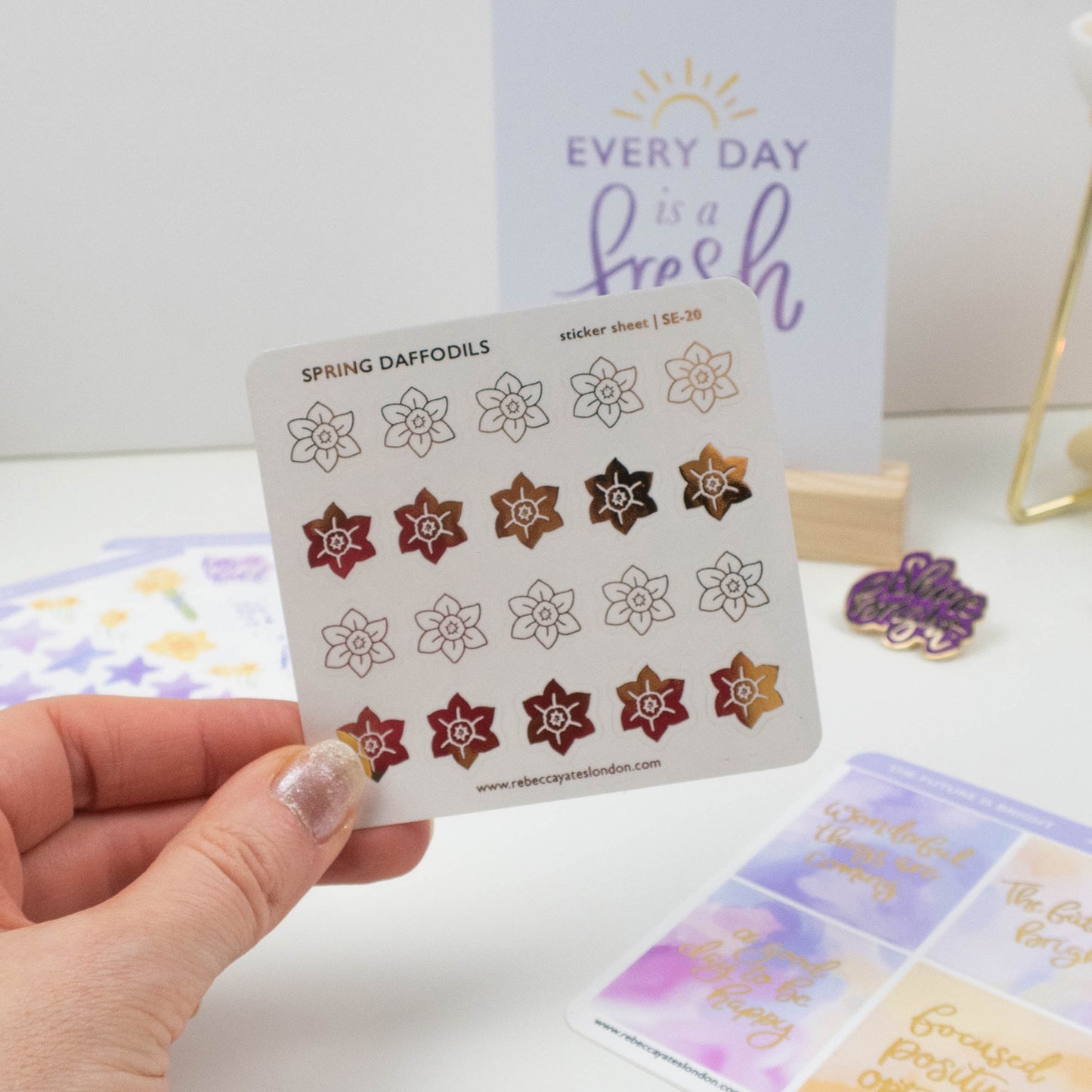 SPRING DAFFODIL ICONS - FOILED PLANNER STICKERS - Rebecca Yates