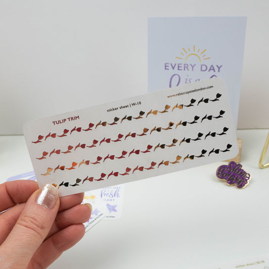 SPRING TULIPS TRIM - FOILED WASHI STYLE STICKERS - Rebecca Yates