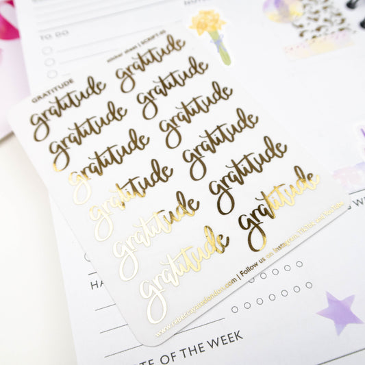 GRATITUDE - FOILED STICKERS - Rebecca Yates