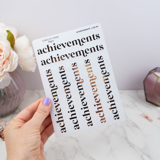 ACHIEVEMENTS - LARGE SCRIPT STICKERS