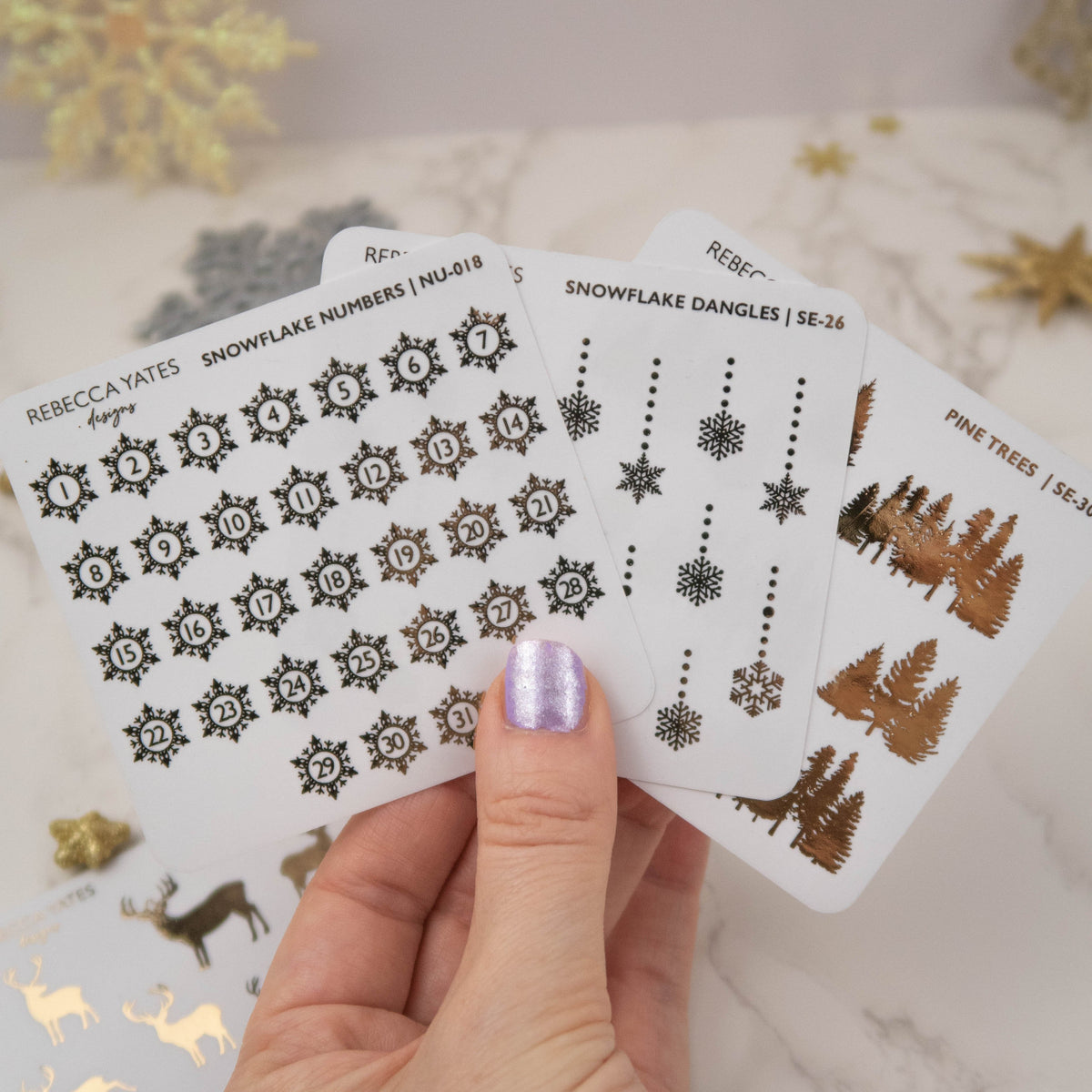 SNOWFLAKE DANGLES - FOILED PLANNER STICKERS