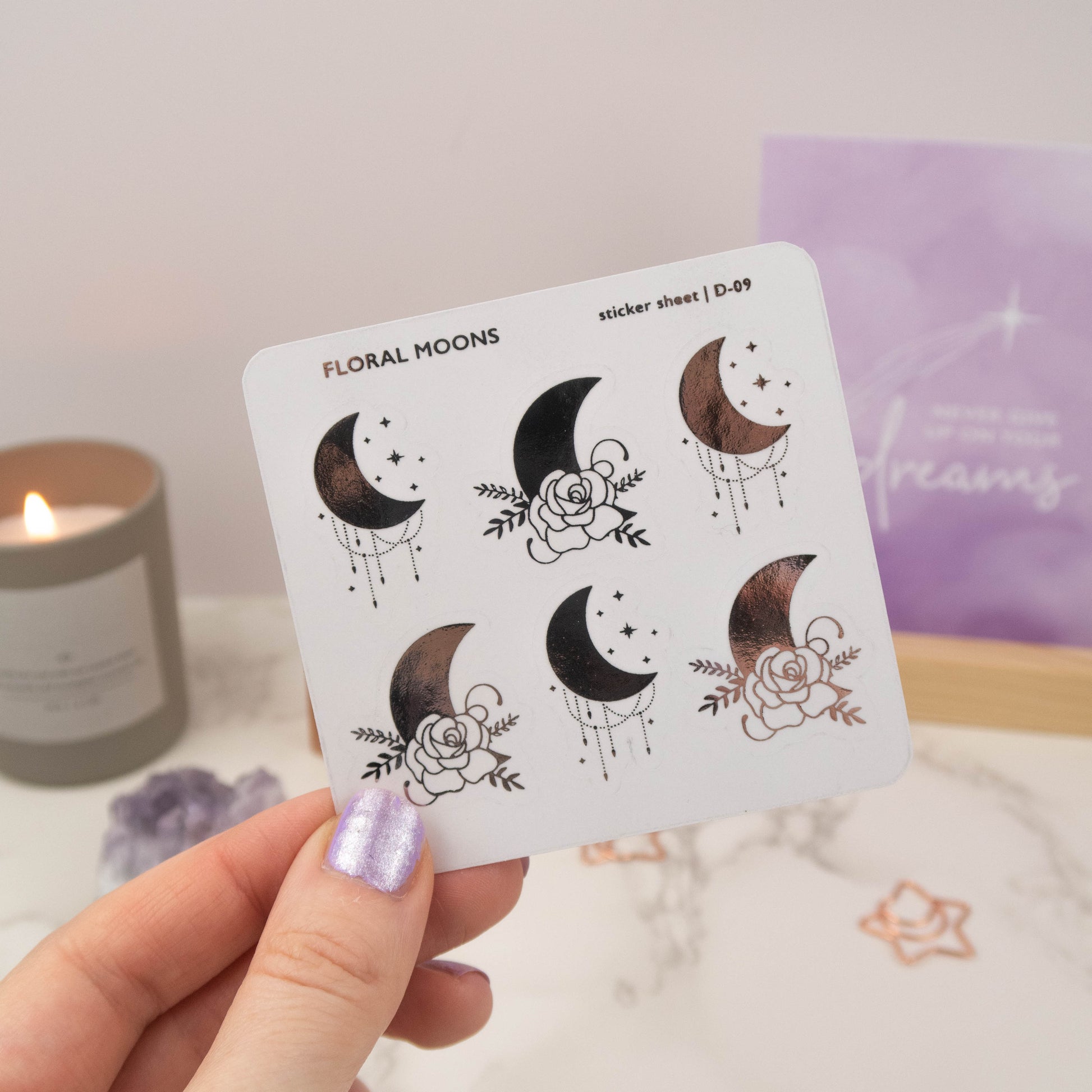 Floral Moons Foiled Planner Stickers