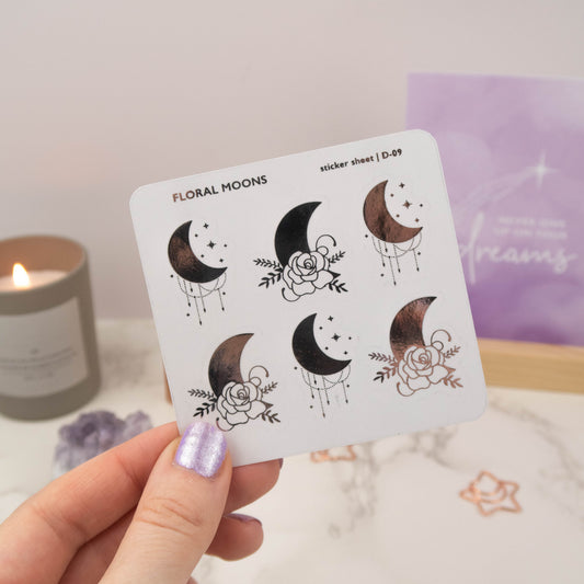 Floral Moons Foiled Planner Stickers