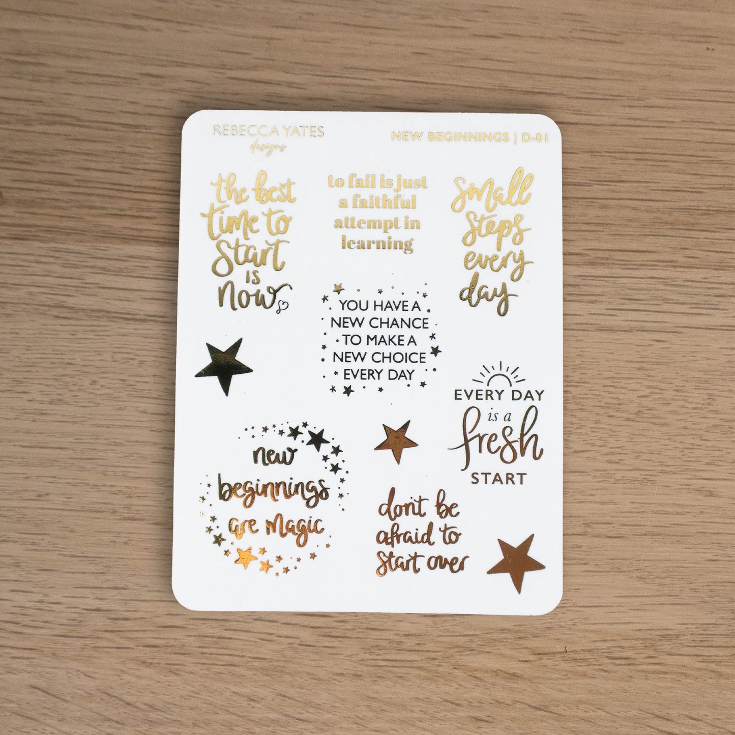 NEW BEGINNINGS - FOILED PLANNER STICKER QUOTES - Rebecca Yates