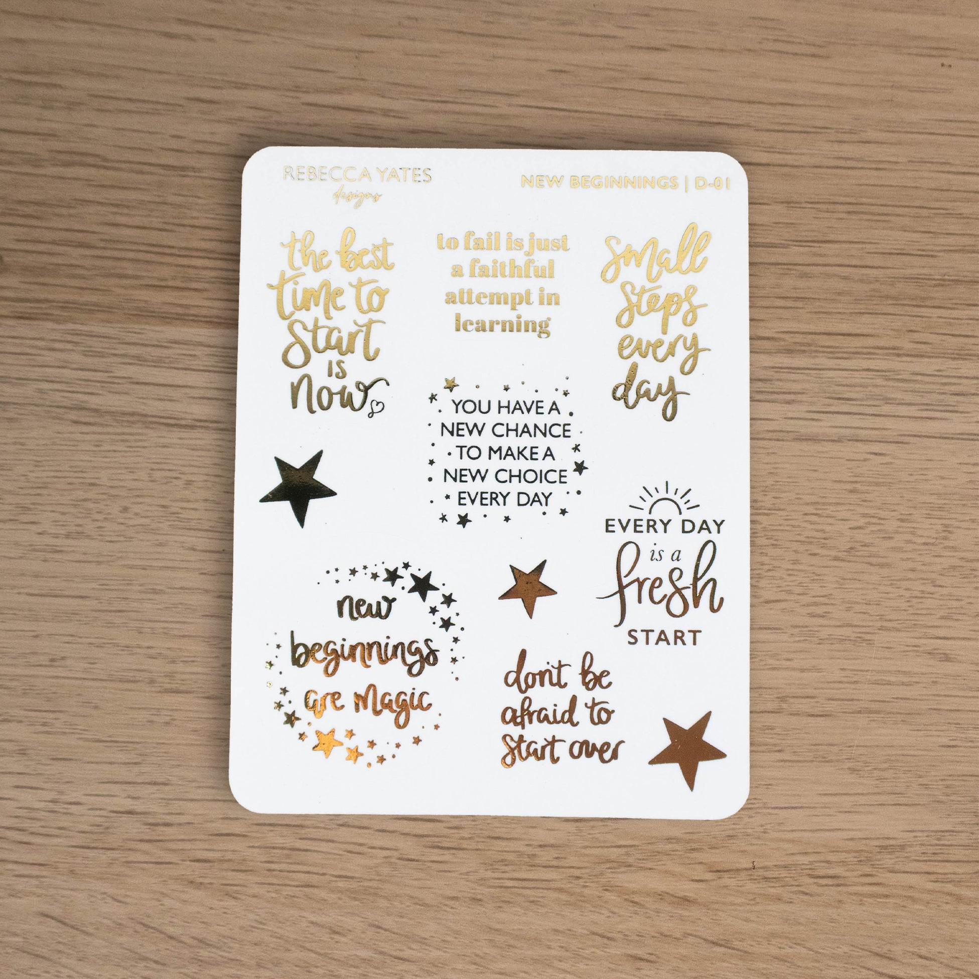 NEW BEGINNINGS - FOILED PLANNER STICKER QUOTES - Rebecca Yates