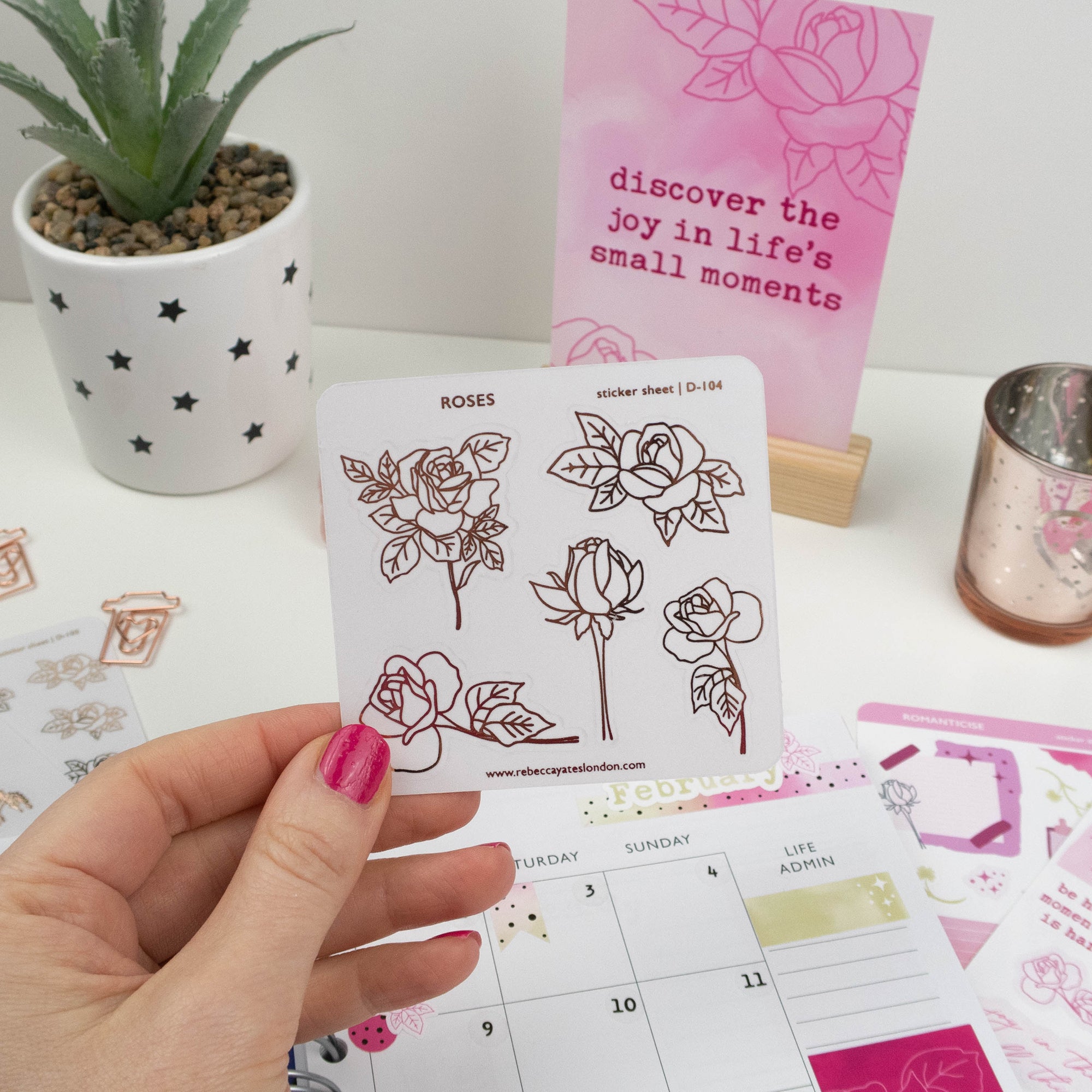 ROSES - FOILED PLANNER STICKERS - Rebecca Yates