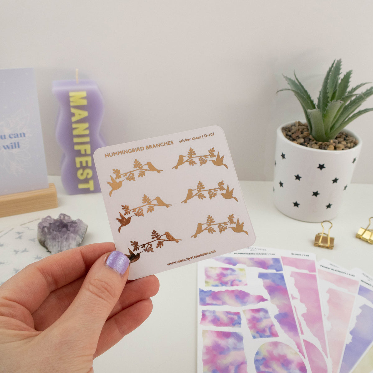 HUMMINGBIRD BRANCHES - FOILED PLANNER STICKERS - Rebecca Yates