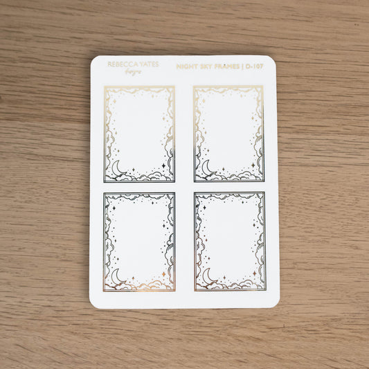 NIGHT SKY FRAMES - FOILED STICKER SHEET - Rebecca Yates