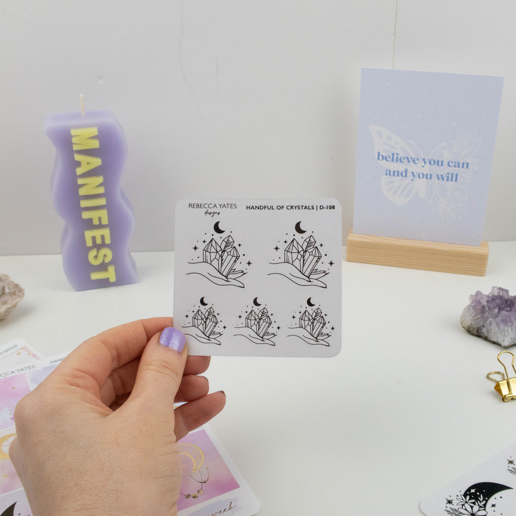 HANDFULS OF CRYSTALS - FOILED STICKER SHEET - Rebecca Yates