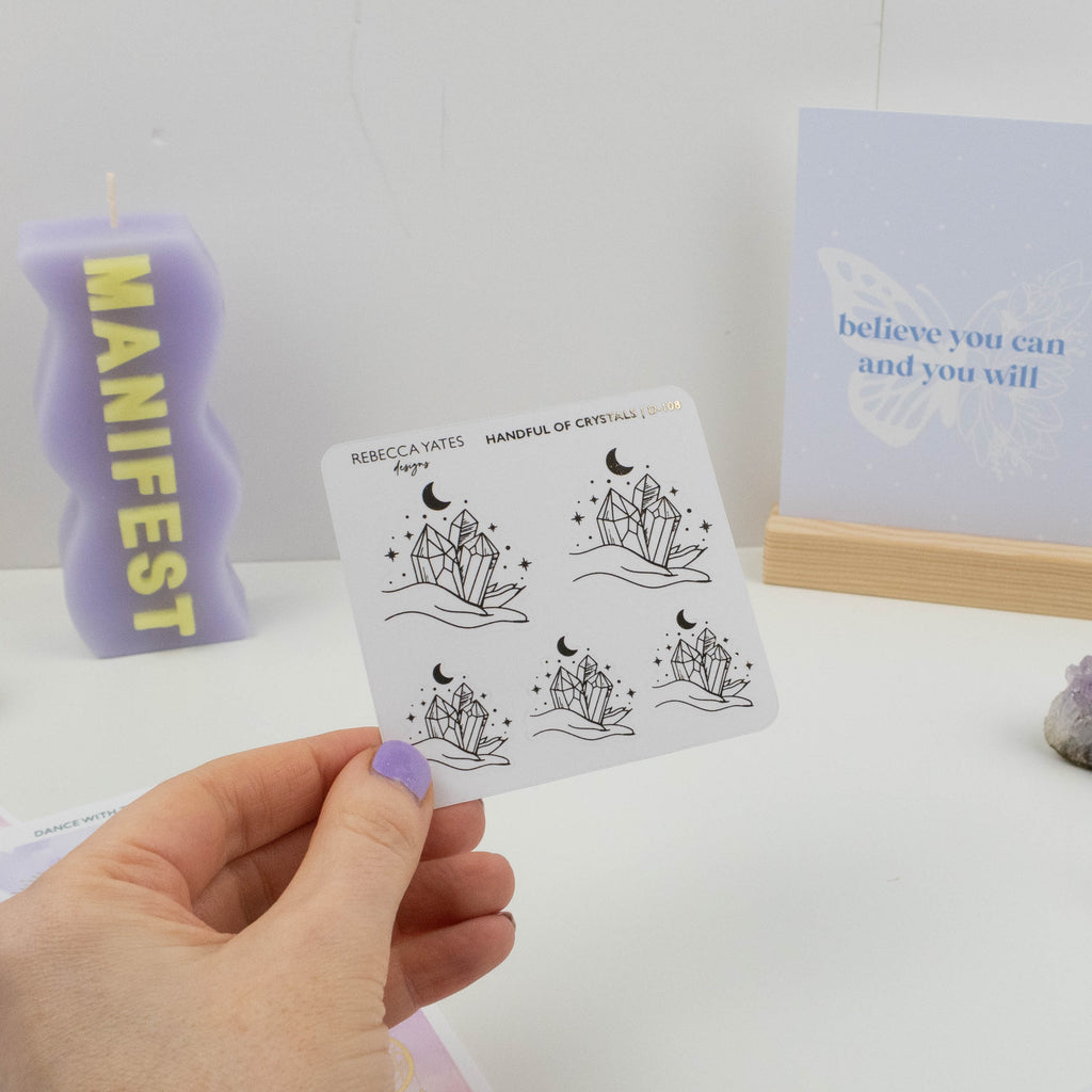 HANDFULS OF CRYSTALS - FOILED STICKER SHEET - Rebecca Yates
