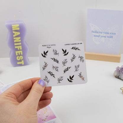 LOVELY LEAVES - FOILED STICKER SHEET - Rebecca Yates