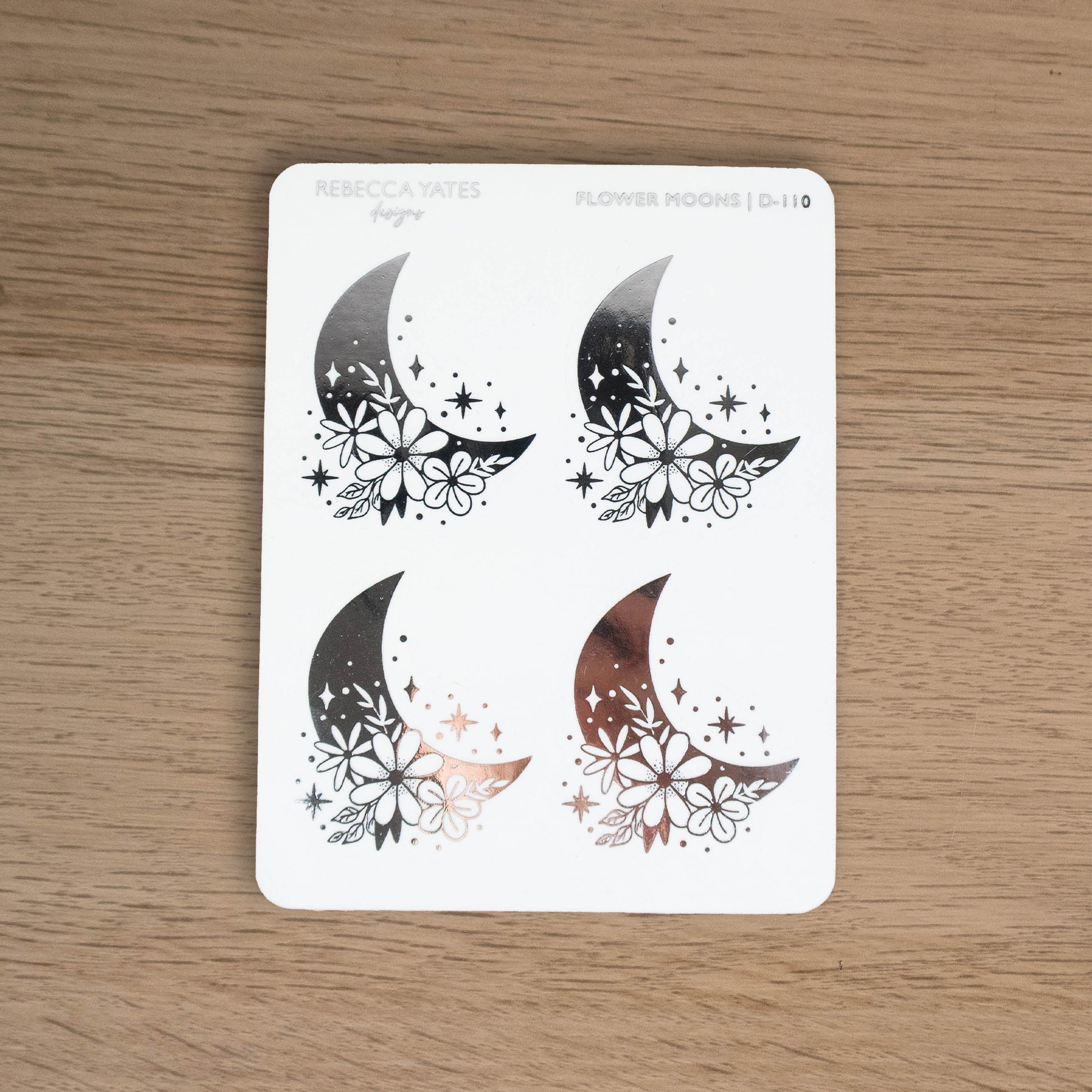 FLOWER MOONS - FOILED STICKER SHEET - Rebecca Yates