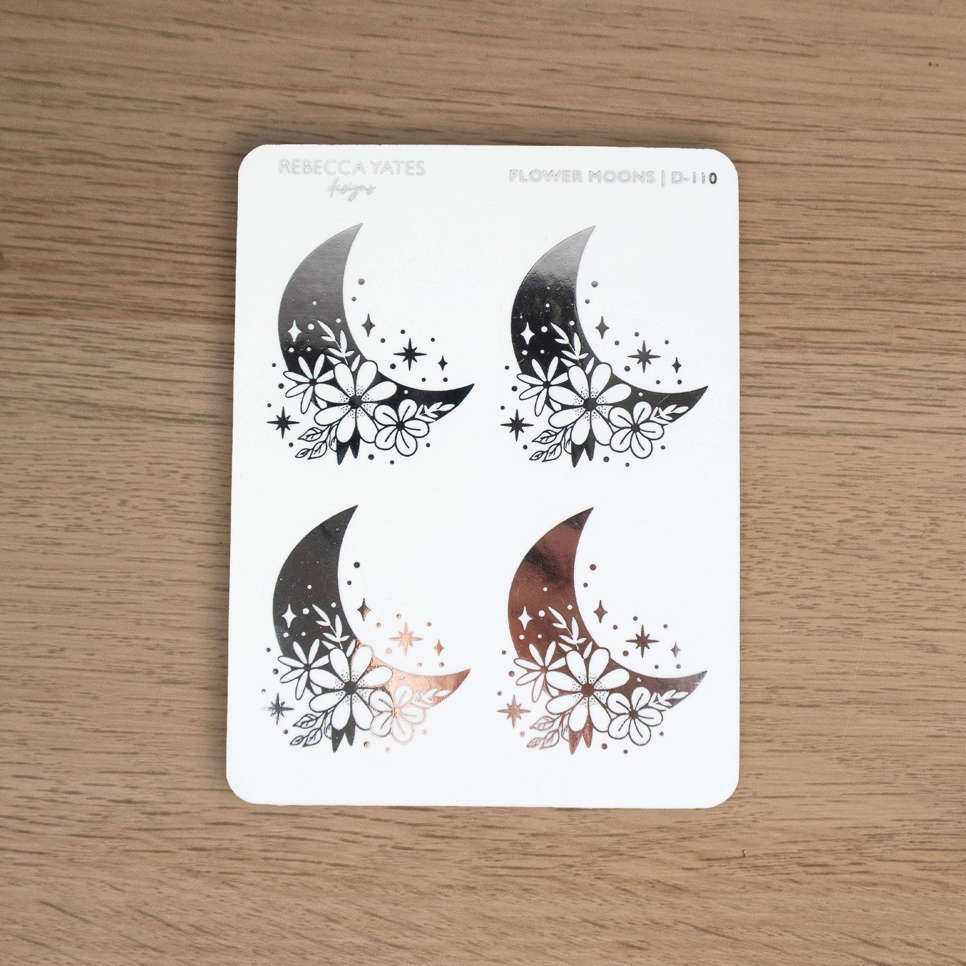 FLOWER MOONS - FOILED STICKER SHEET - Rebecca Yates