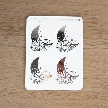 FLOWER MOONS - FOILED STICKER SHEET - Rebecca Yates