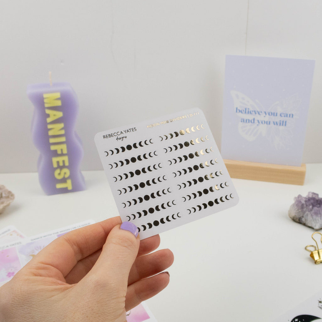 MOON MINI DIVIDERS - FOILED STICKER SHEET - Rebecca Yates