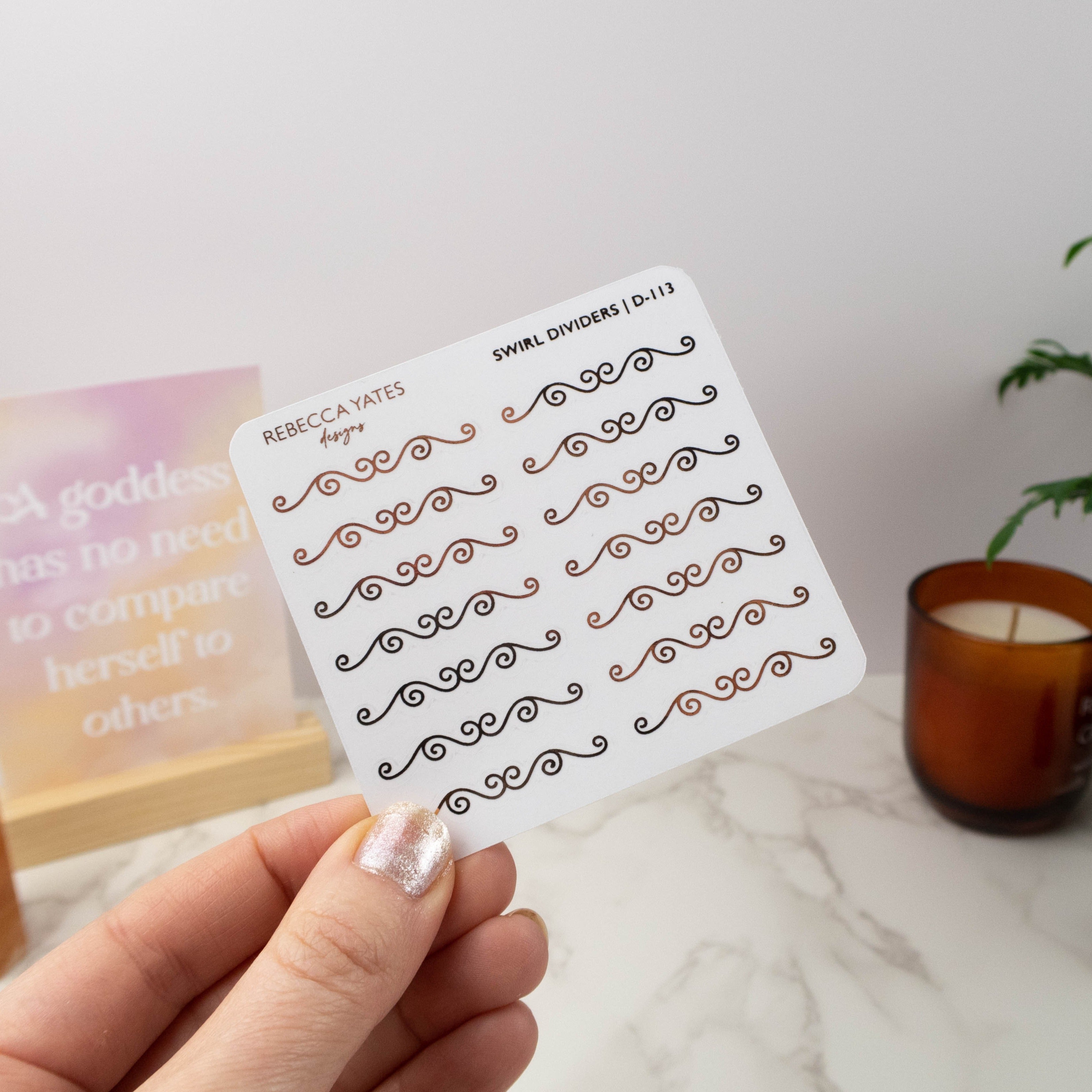 SWIRL DIVIDERS I - FOILED PLANNER STICKERS - Rebecca Yates