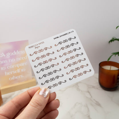 SWIRL DIVIDERS I - FOILED PLANNER STICKERS - Rebecca Yates