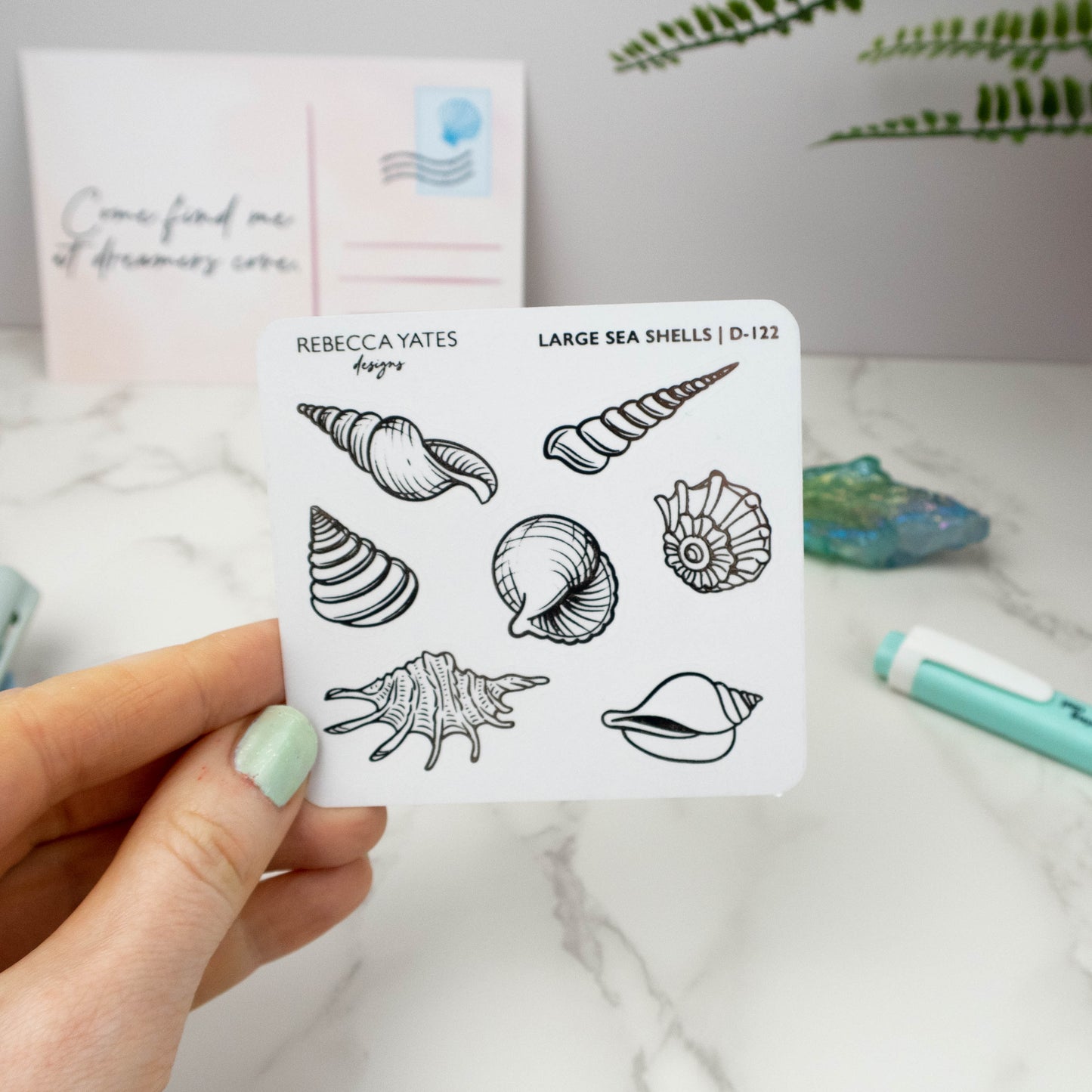 LARGE SEA SHELLS - FOILED STICKER SHEET