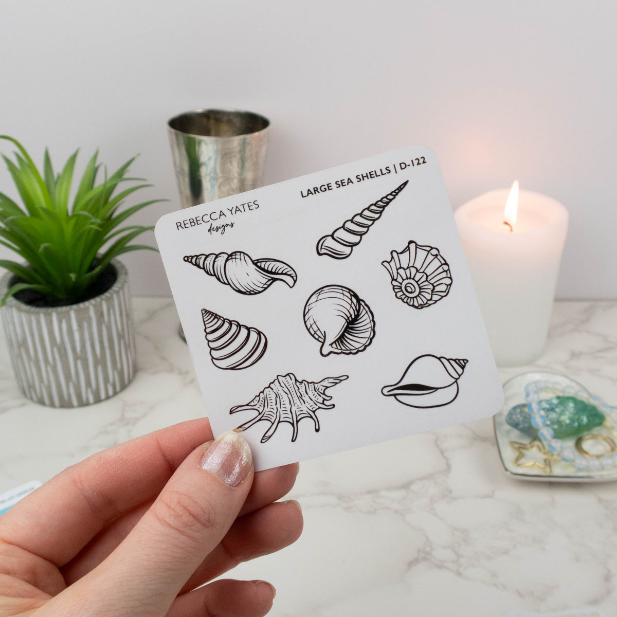 LARGE SEA SHELLS - FOILED STICKER SHEET - Rebecca Yates