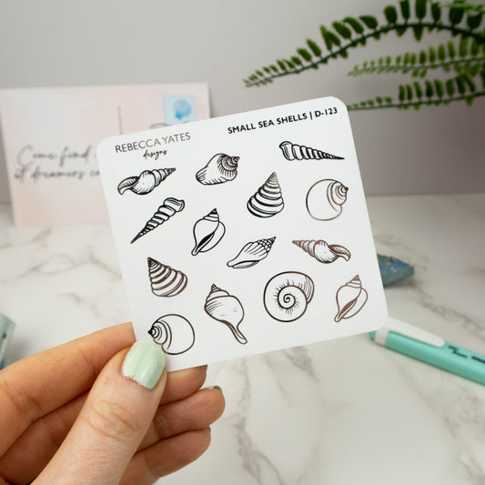 SMALL SEA SHELLS - FOILED STICKER SHEET