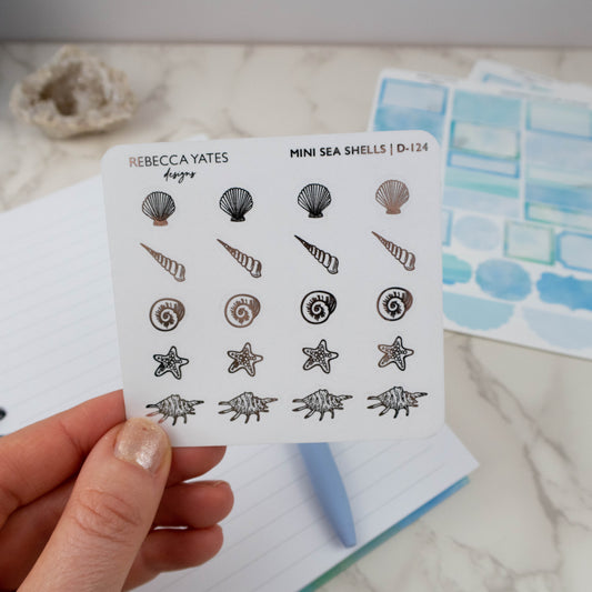 MINI SEA SHELLS - FOILED STICKER SHEET