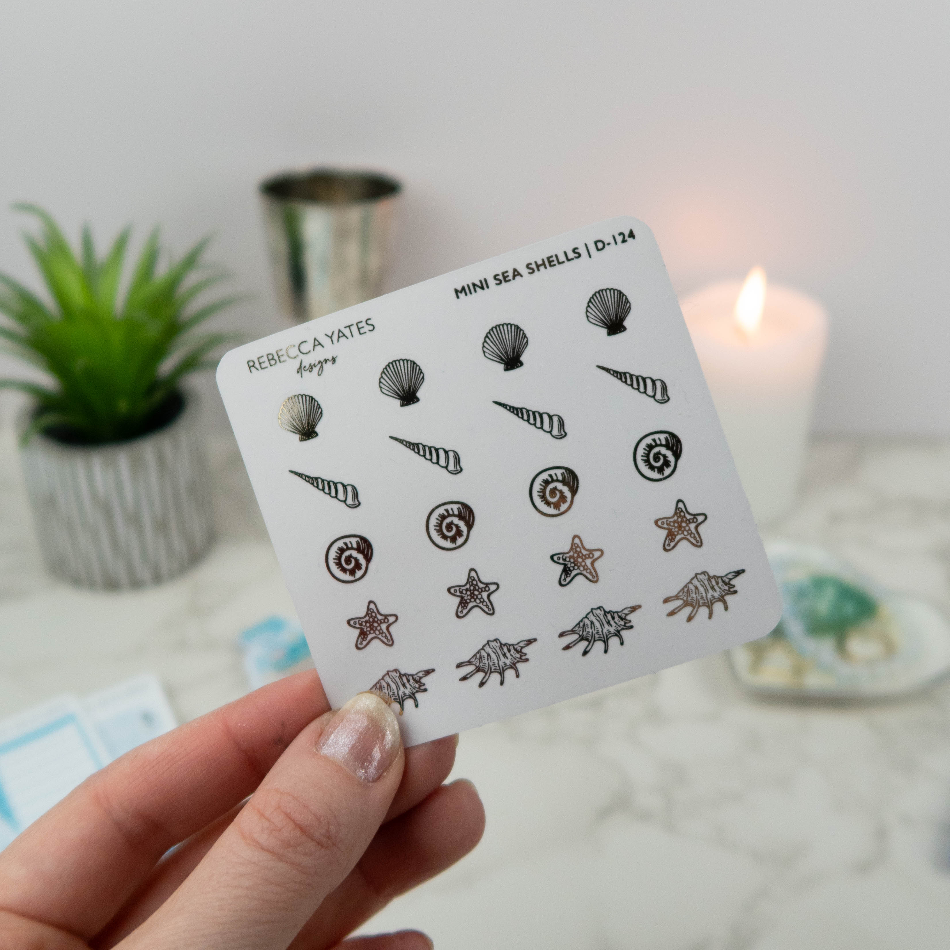 MINI SEA SHELLS - FOILED STICKER SHEET - Rebecca Yates