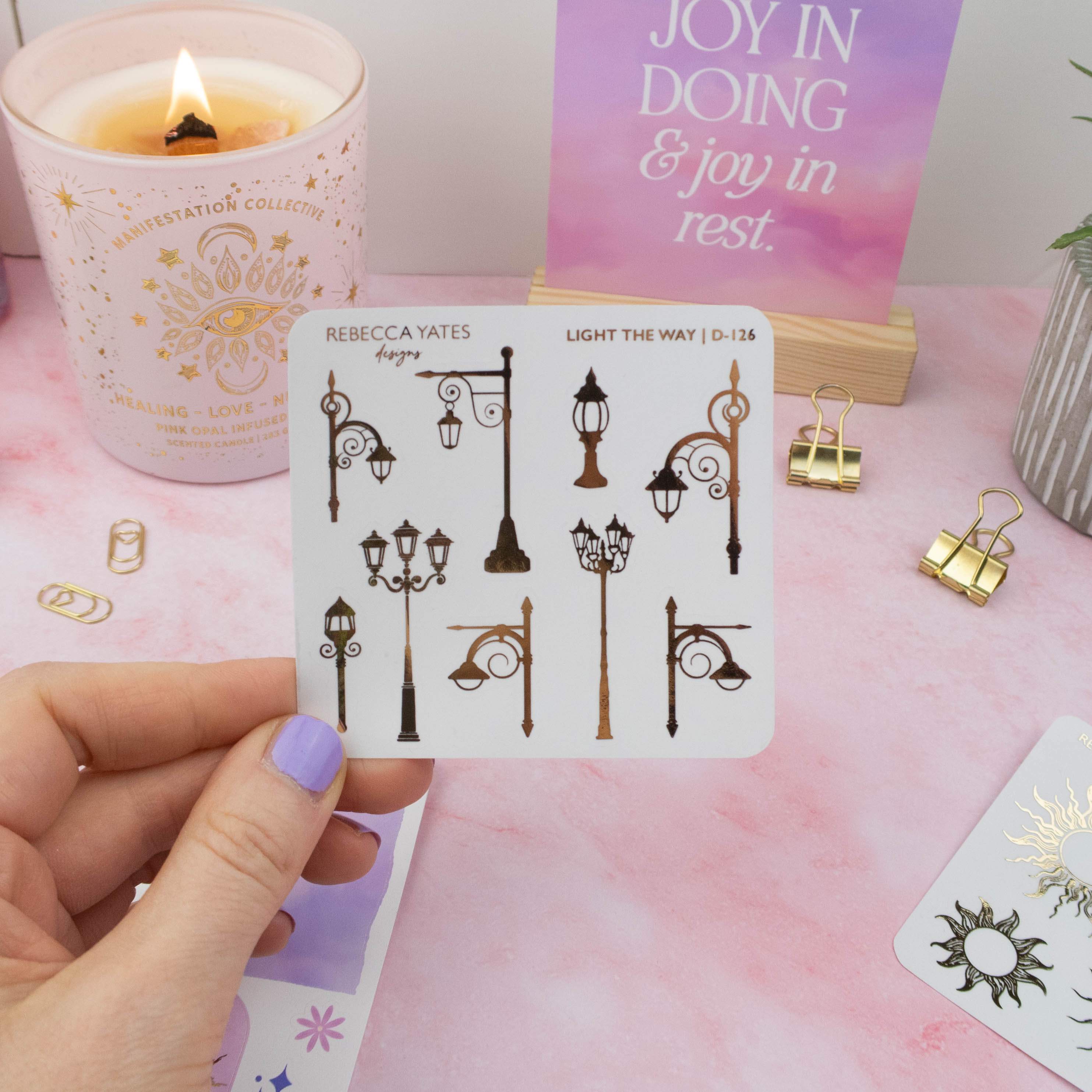 LIGHT THE WAY - FOILED STICKER SHEET - Rebecca Yates