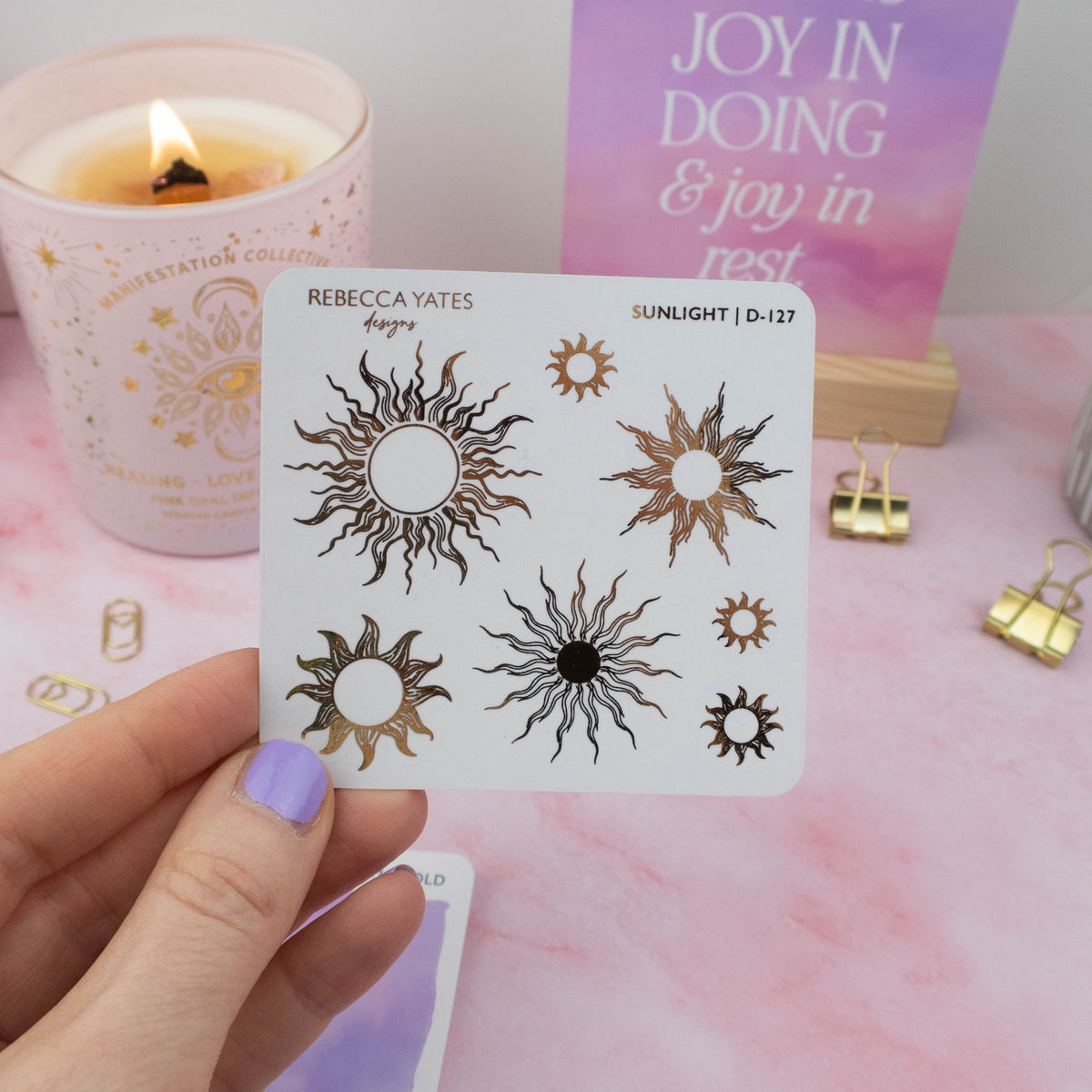 SUNSHINE - FOILED STICKER SHEET - Rebecca Yates