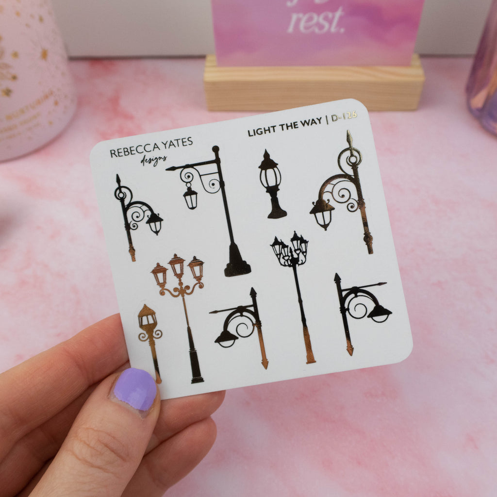 LIGHT THE WAY - FOILED STICKER SHEET - Rebecca Yates
