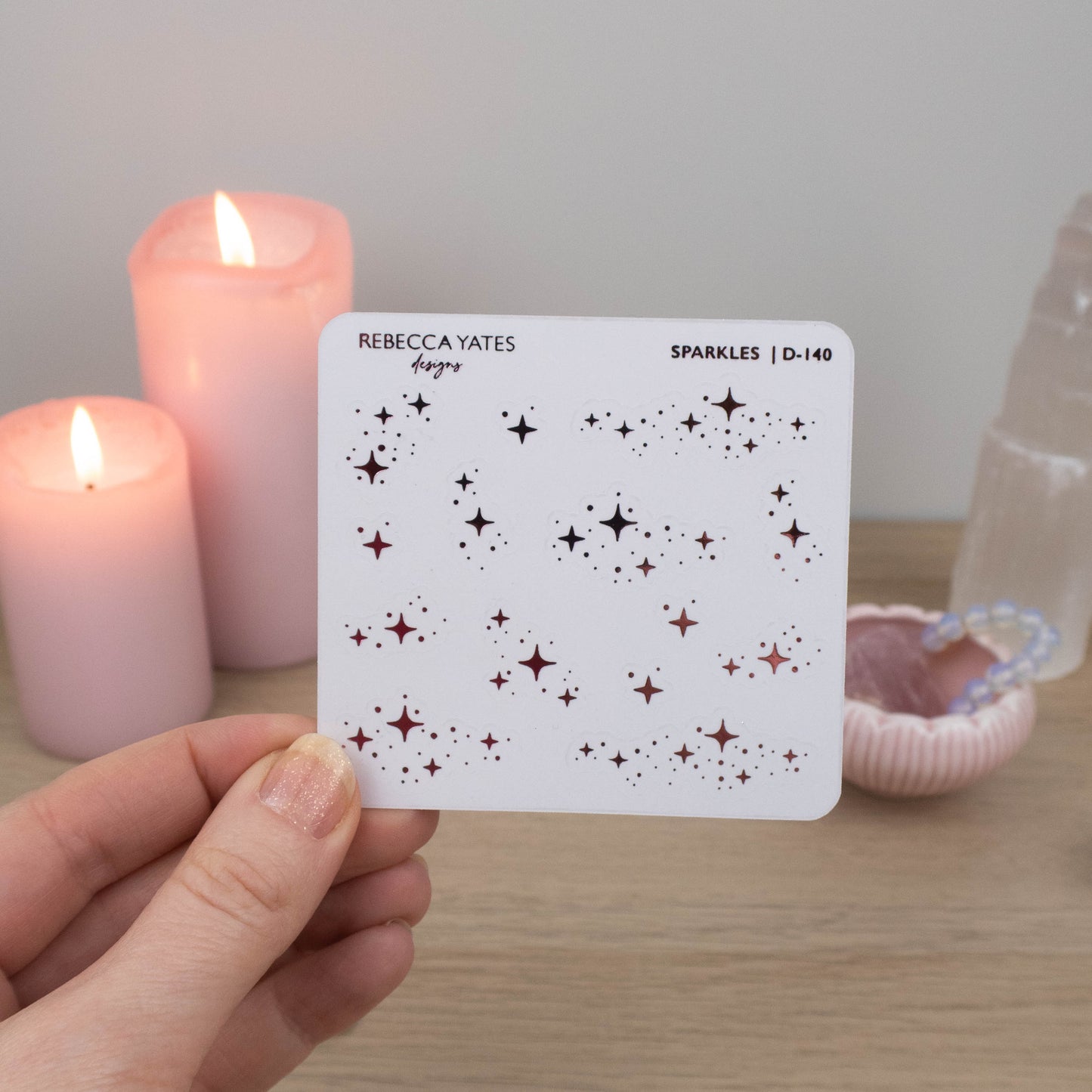 SPARKLES - FOILED STICKER SHEET - LTD ED PINK FOIL - Rebecca Yates
