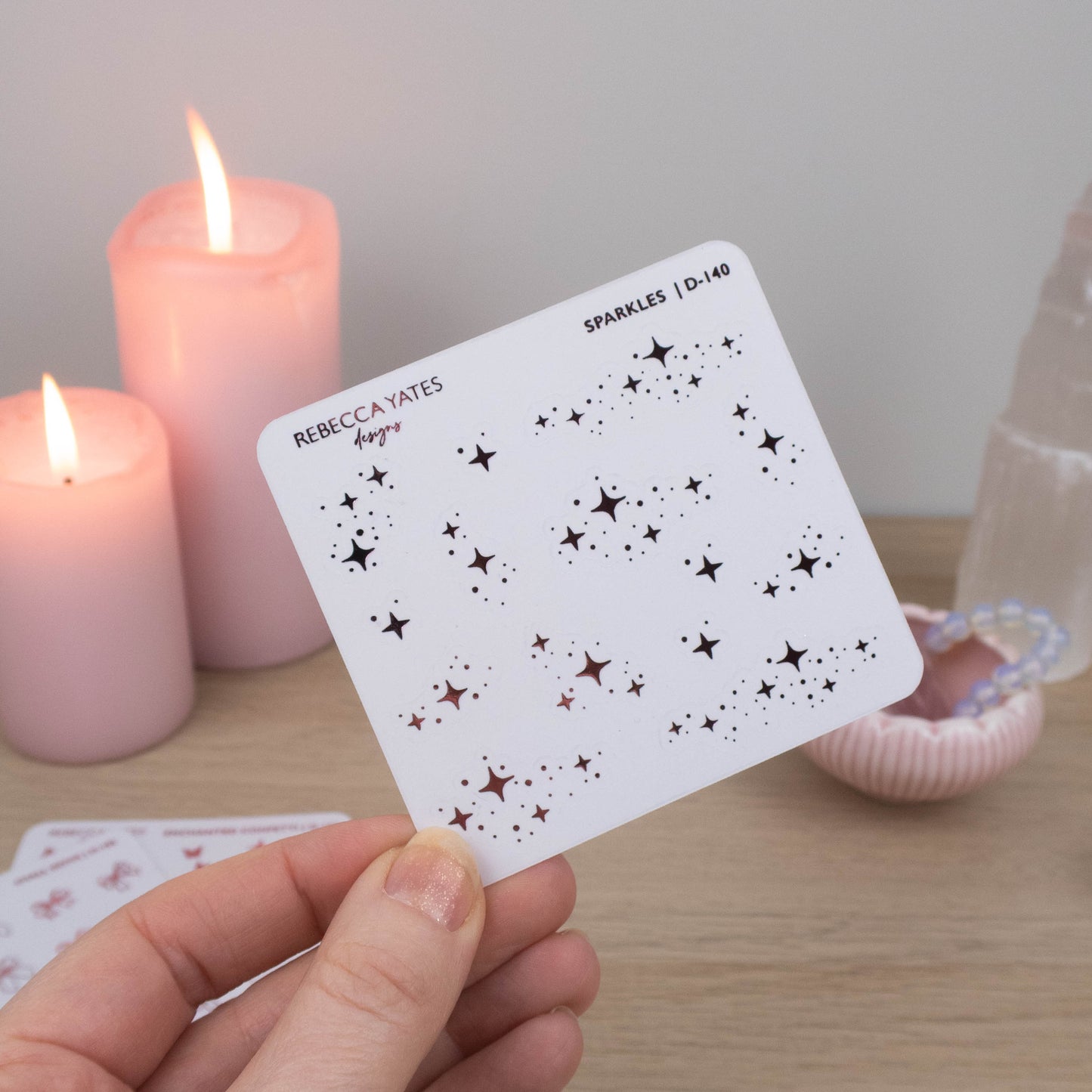 SPARKLES - FOILED STICKER SHEET - LTD ED PINK FOIL - Rebecca Yates