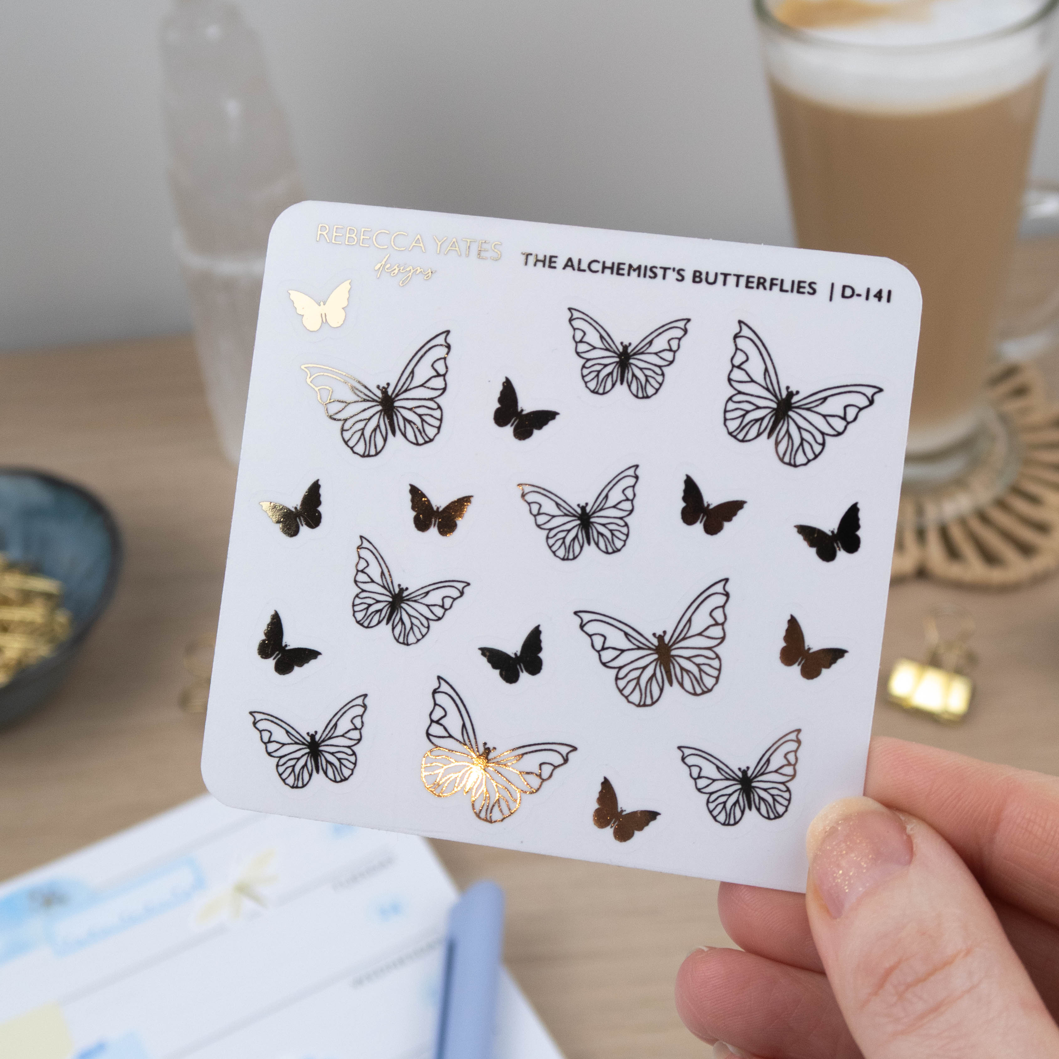 THE ALCHEMIST'S BUTTERFLIES - FOILED STICKER SHEET - Rebecca Yates