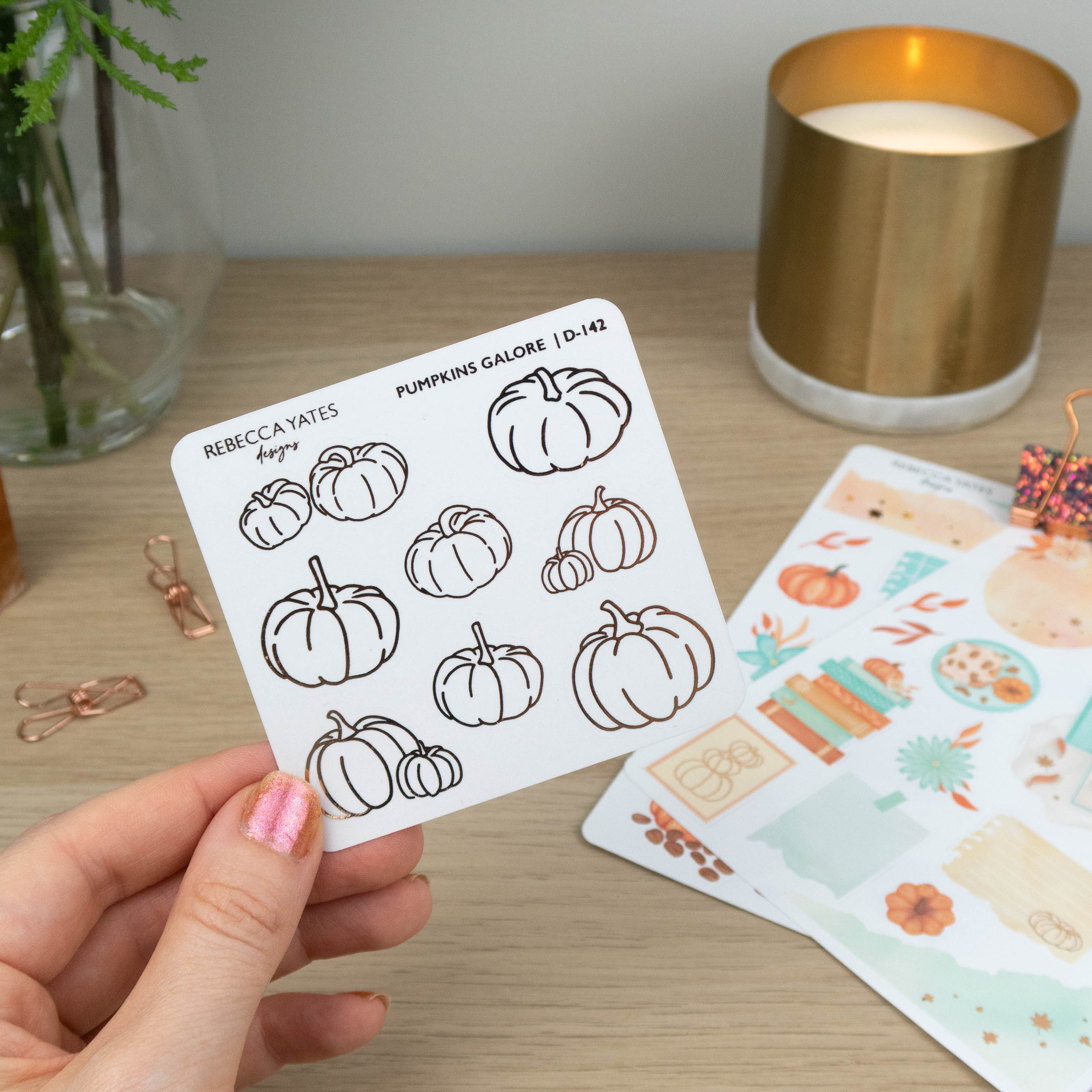 PUMPKINS GALORE - FOILED STICKER SHEET - Rebecca Yates
